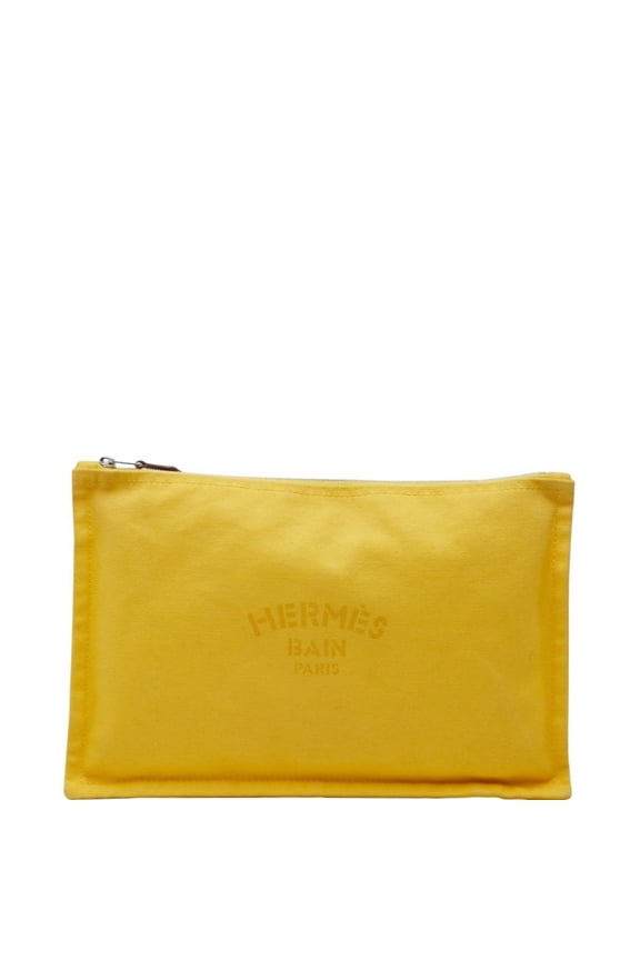 Pre-Owned Hermes Yachting MM Clutch Bag/Second Bag/Pouch Yellow Canvas Women's HERMES (Good)