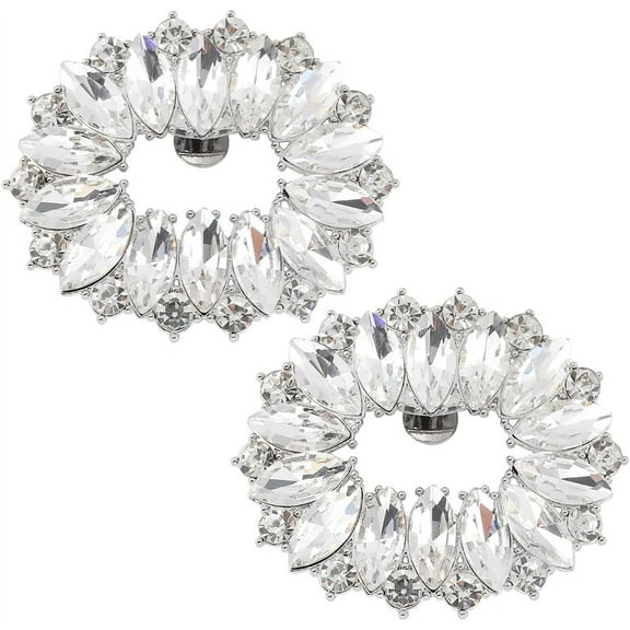 1Box Alloy Rhinestone Shoe Decoration Detachable Shoe Buckle Clip Rectangle Platinum 48.5x57x10.5mm