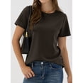 thumbnail image 4 of ANRABESS Summer T Shirts for Women, Round Neck Short Sleeve Tops for Women 2026 WrinkleFree Comfy Tshirt Basic Tee Casual Workout Tops Vacation Outfits Dark Brown S, 4 of 11