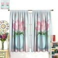 thumbnail image 2 of Watercolor Floral Curtains Dreamy Romantic Pink Flowers Green Leaves for Girls Women Bedroom Living Room Bathroom Rod Pocket Decoration Window Drapes 2 Panels W21xL63in W21xL54in, 2 of 6