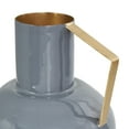 thumbnail image 4 of CosmoLiving by Cosmopolitan 6", 7", 7"H Abstract Enameled Blue Metal Vase with Varying Shapes and Geometric Gold Handles, Set of 3, 4 of 15