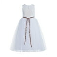 thumbnail image 2 of Ekidsbridal White Floral Lace Scoop Neck A-Line Flower Girl Dresses Keyhole Back Pretty Princess Father Daughter Dance 178 6, 2 of 3
