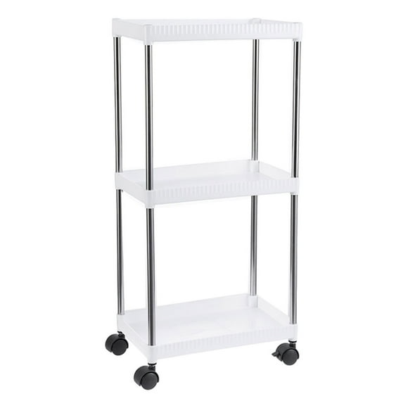 Inteprter Carrito para refrigerios negro con ruedas, desmontable y fácil de estrechar esquinas, como cocinas, estante de 3 niveles Almacenamiento y organización del hogar Blanco