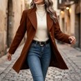 thumbnail image 6 of cocolona Pea Coats for Women Solid Color Elegant Notched Lapel Single Breasted Overcoat Slim Fit Pleated Hem Long Jacket, 6 of 7