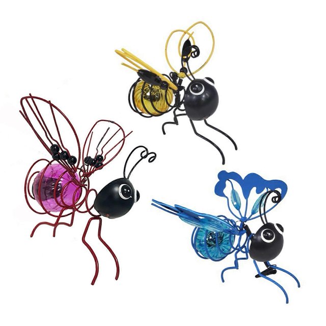 Solar LED Garden Light Bee Novelty Hanging Glow Insects with Flying Motion for Outdoor Landscape Pathway Lighting Dcor