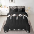 thumbnail image 3 of Manfei Hippie Aztec Adult 7pcs Bedding Comforter Set, Chic Tribal Mandala Style Queen Bedding Sets, Black Brown Abstract Reversible Queen Sheet Sets, Breathable Home Decor, 3 of 8