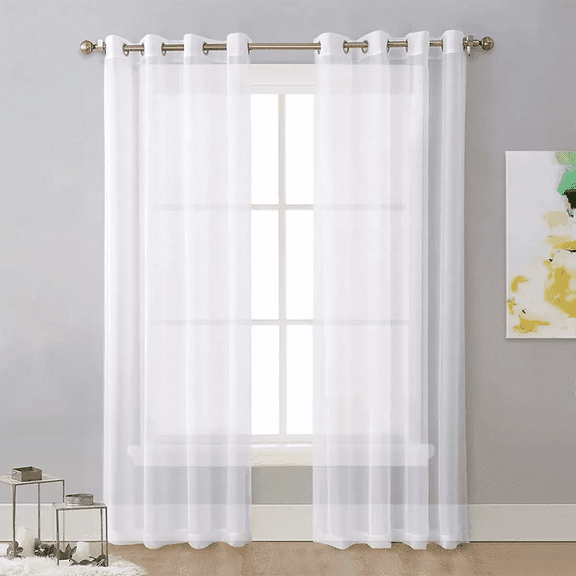 Cortina Traslucida Velo Sala Dormitorio 134*210cm 2 Paneles blanco