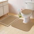 thumbnail image 2 of Pure Khaki Bath Mat 3 Piece Bathroom Rug Set, Simple Solid Color Non Slip Bath Rug Contour Mat and Toilet Lid Cover, Absorbent Shower Mats Soft Bath Rugs and Mats Sets, 2 of 8
