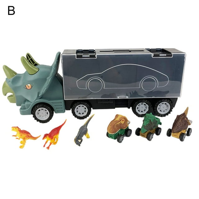 Dinosaur Car Toy Inertial Drive Pull Back Simulated Transport/Container Truck Dino Toy for Children