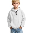thumbnail image 2 of Boys Waffle Quarter Zip Hoodies Long Sleeve Loose Sweatshirts Fall Winter Tops&nbsp;, 2 of 5
