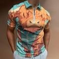 thumbnail image 2 of Highland Cow with Sunflowers Men Zipper T-shirt Summer Casual Short Sleeve T-shirt Top, 2 of 7