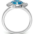 thumbnail image 2 of Sterling Silver Rhodium Created Blue Opal Turtle Ring (Size 8) Made In China qr6029-8, 2 of 5