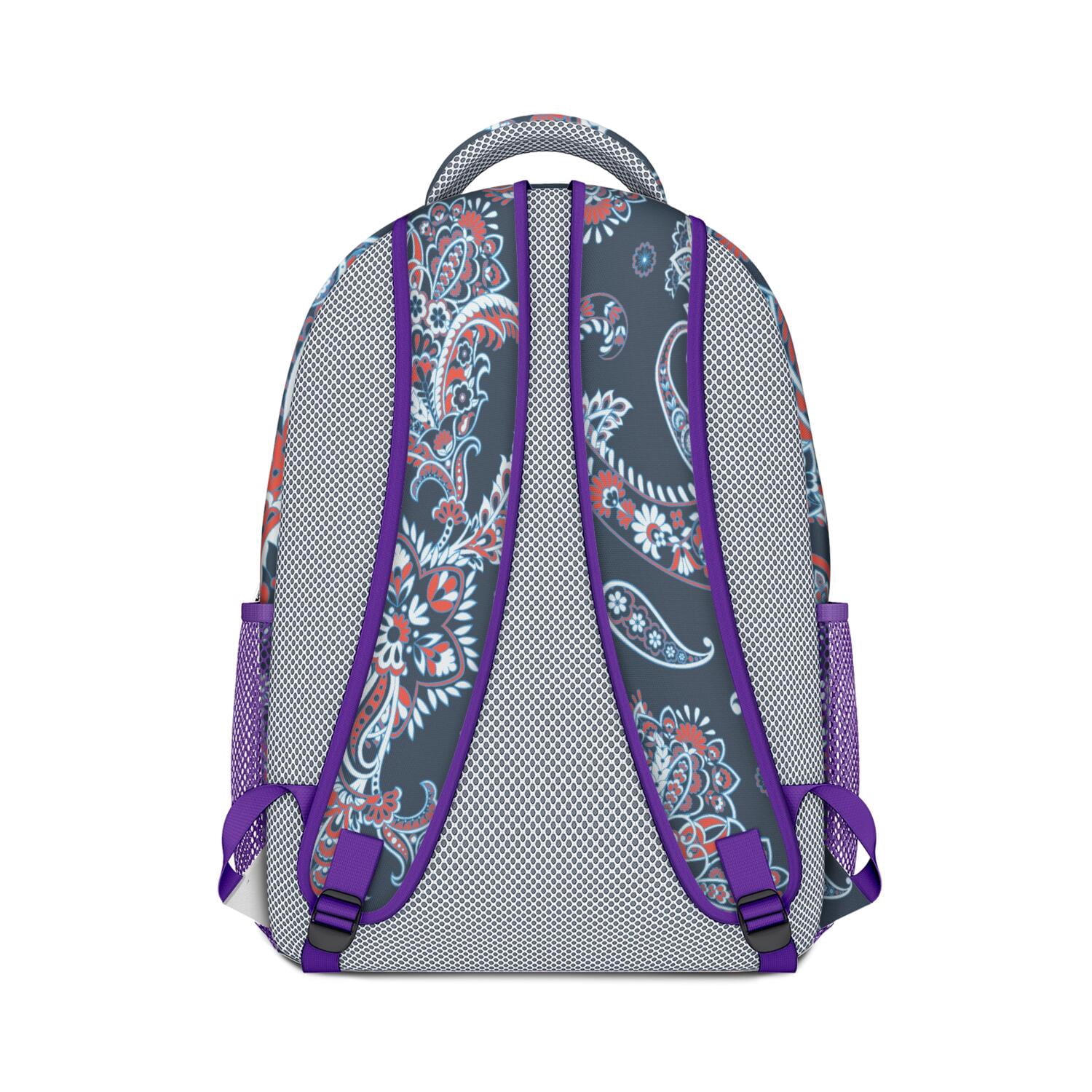 Bohemian Waterproof School Backpack - Ethnic Floral Paisley Design & Spinal Support for College Students