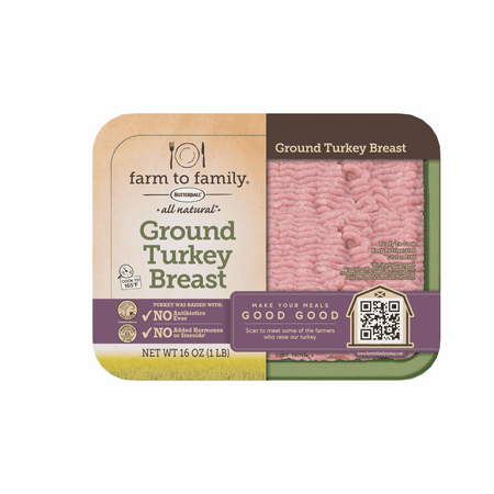 Farm to Family by Butterball 98% Fat Free Ground Turkey, No Antibiotics Ever, 1 lb.