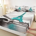 thumbnail image 3 of Feelyou Cyan Eiffel Tower Twin Sheet Sets, Romantic Paris Bedding, 3 Pieces, 3 of 7