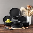 thumbnail image 6 of MALACASA 16 pcs Dinnerware Sets, Plates and Bowls Set for 4, Stoneware Dinner Set, Black, 6 of 10
