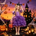 thumbnail image 3 of Mnyotv Halloween Outfits Girls Short Sleeve Mesh Dress with Witch Hats and Pumpkin Buckets Party Clothes Size 2-3Y, 3 of 7