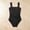 Black, variant on Girls Square Neck One Piece Swimsuit, Solid Color with Adjustable Wide Straps Tummy Control, Classic Retro Bathing Suit for Kids Beach Pool(Navy,15-16Years)