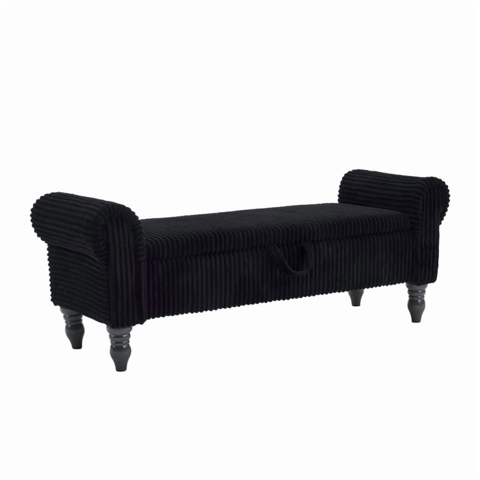 51.5'' Upholstered Storage Ottoman Bench with Hinged Lid, Freestanding Corduroy Bed End Bench, Hidden Storage Footrest