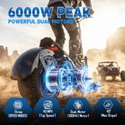 GLIDEZONE Off-Road Electric Scooter for Adults with 6000W Dual Motor, 40MPH Max Speed, 52 Miles Long Range, 12 All Terrain E-Scooter