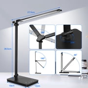 Adjustable Foldable Desk Lamp for Home Office,Double Swing Arm Bright LED Desk Light,Eye-Caring Architect Task Lamp,Touch Control Desktop Lamp Dimmable Table Desk Light for Work/Study/Craft