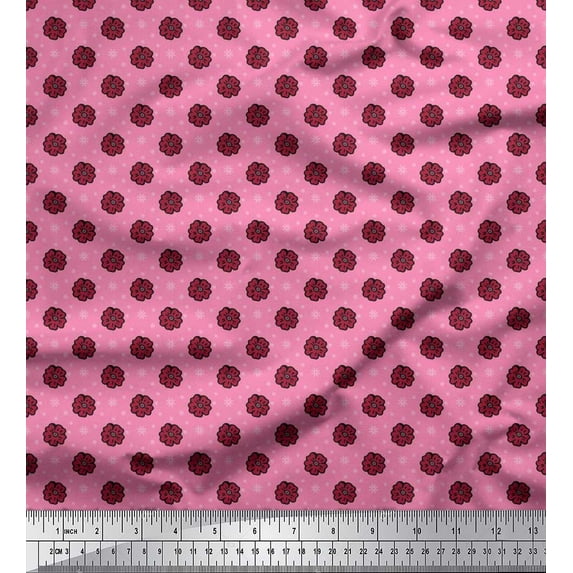 Soimoi Satin Silk Fabric Artistic Floral Printed Craft Fabric by the Yard 42 Inch Wide