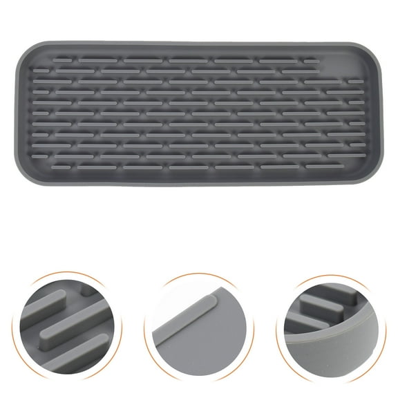 WINOMO Grey Silicone Drying Mat for Kitchen Counter Heat Insulation 1Set