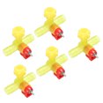 thumbnail image 1 of Dispensador de agua automático para pollos Uxcell, bebedero de pezón, agua de tres vías, paquete de 5 en rojo y amarillo, 1 of 1