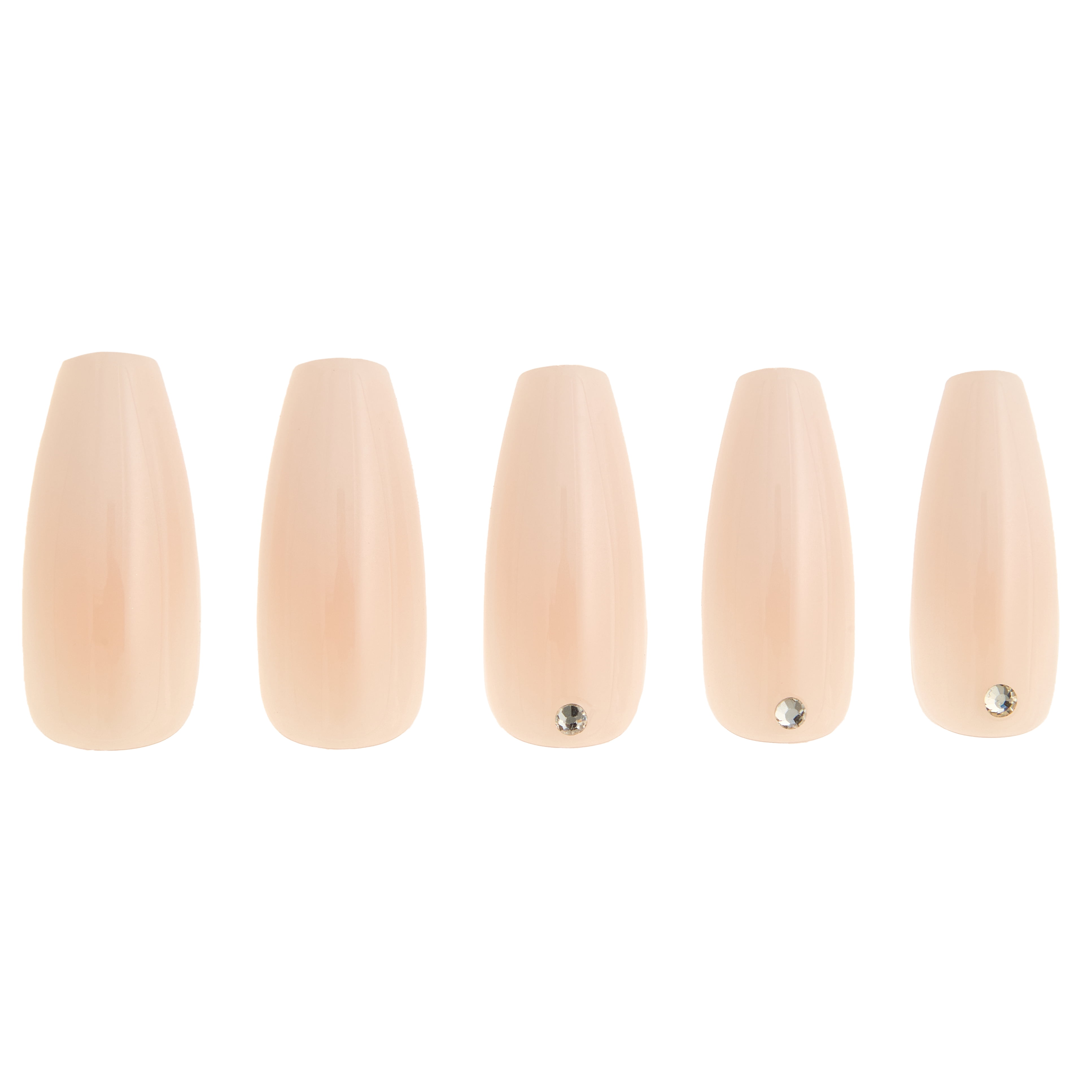 PaintLab Long Sleek Coffin Press On Nails 3D, Gradient Nude, 30 Count