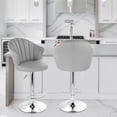 thumbnail image 3 of Elama 2 Piece Shell Back Faux Leather Adjustable Bar Stool in Dark Gray with Chrome Base, 3 of 3