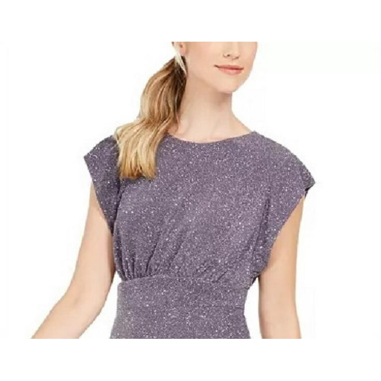 Vince Camuto Women s Ruched Glitter Knit Bodycon Dress Silver Size 14