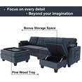 HONBAY Convertible Sectional Sofa Set 4 Seat Couch with Tray Storage