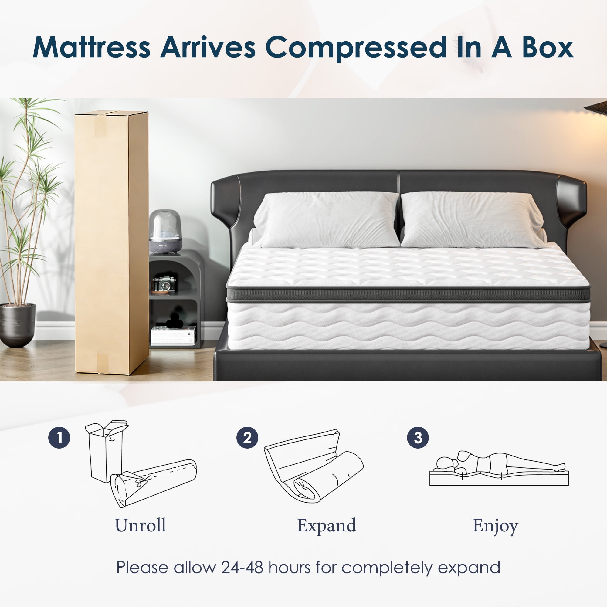 Full Mattress, Holaki 12" Full Bamboo Fiber Cover Memory Foam Mattress in a Box, Individual Pocket Spring Mattress with Pressure‑Relief Comfort for Bedroom, Medium Firm, CertiPUR-US