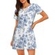 thumbnail image 1 of Balery Rose Flowers Camisón de manga corta con cuello redondo para mujer, cómodo y elegante., 1 of 6