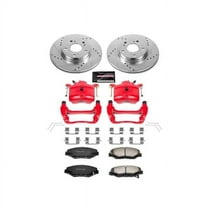 PowerStop Front Z36 Truck & Tow Brake Pad and Rotor Kit with Red Powder Coated Calipers Fits: ACURA HONDA Select Models KC6490-36