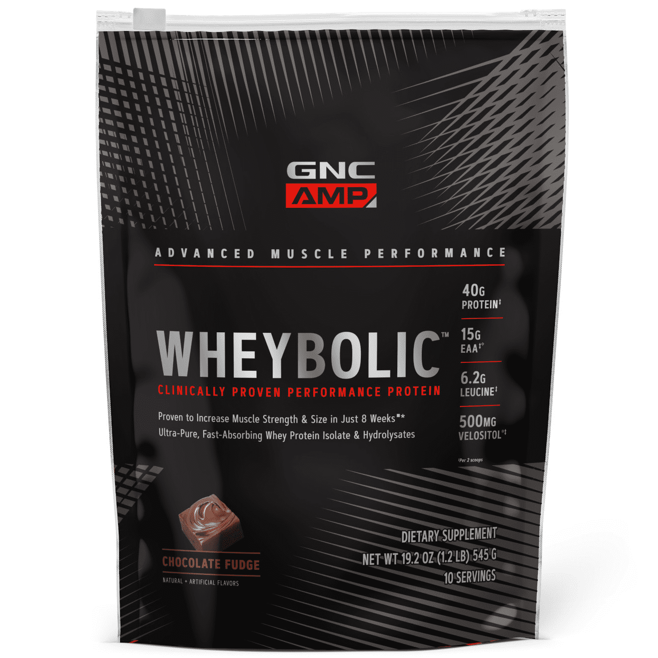 GNC AMP Wheybolic™ Protein Powder, Chocolate Fudge, 1.2 lbs, 40g Whey