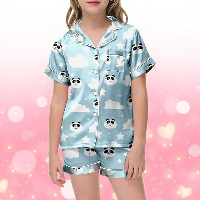 Ensemble de Tenue d'Intérieur Peinte Ludique pour Filles, Pyjama Confortable pour Enfants, Design