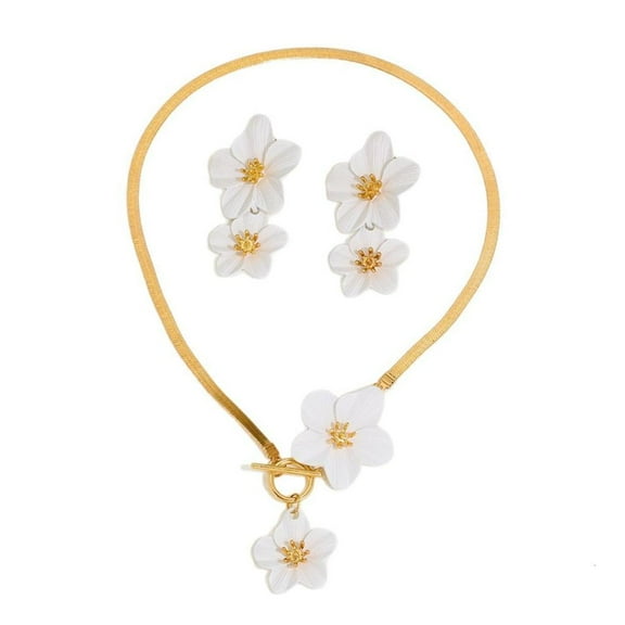 Ciwanning Beautiful Flower Jewelry Set with Earrings Necklace for Fashion Enthusiasts