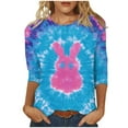 thumbnail image 2 of KkSLirnhs Womens Tops under $10 Women's Easter Round Neck Three Quarter Sleeve 3/4 Sleeve T-shirt Loose M Multicolor, 2 of 5