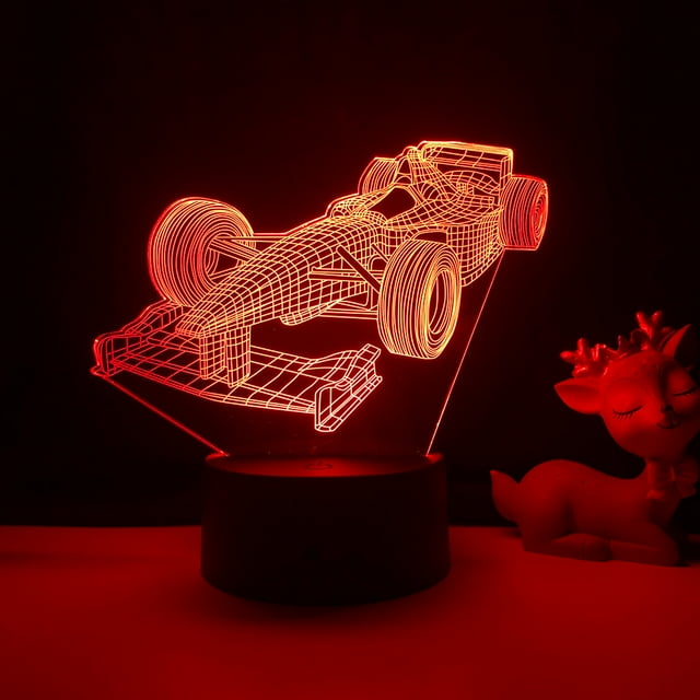 Modelos de coches de carreras con luz nocturna LED 3D que cambian de color