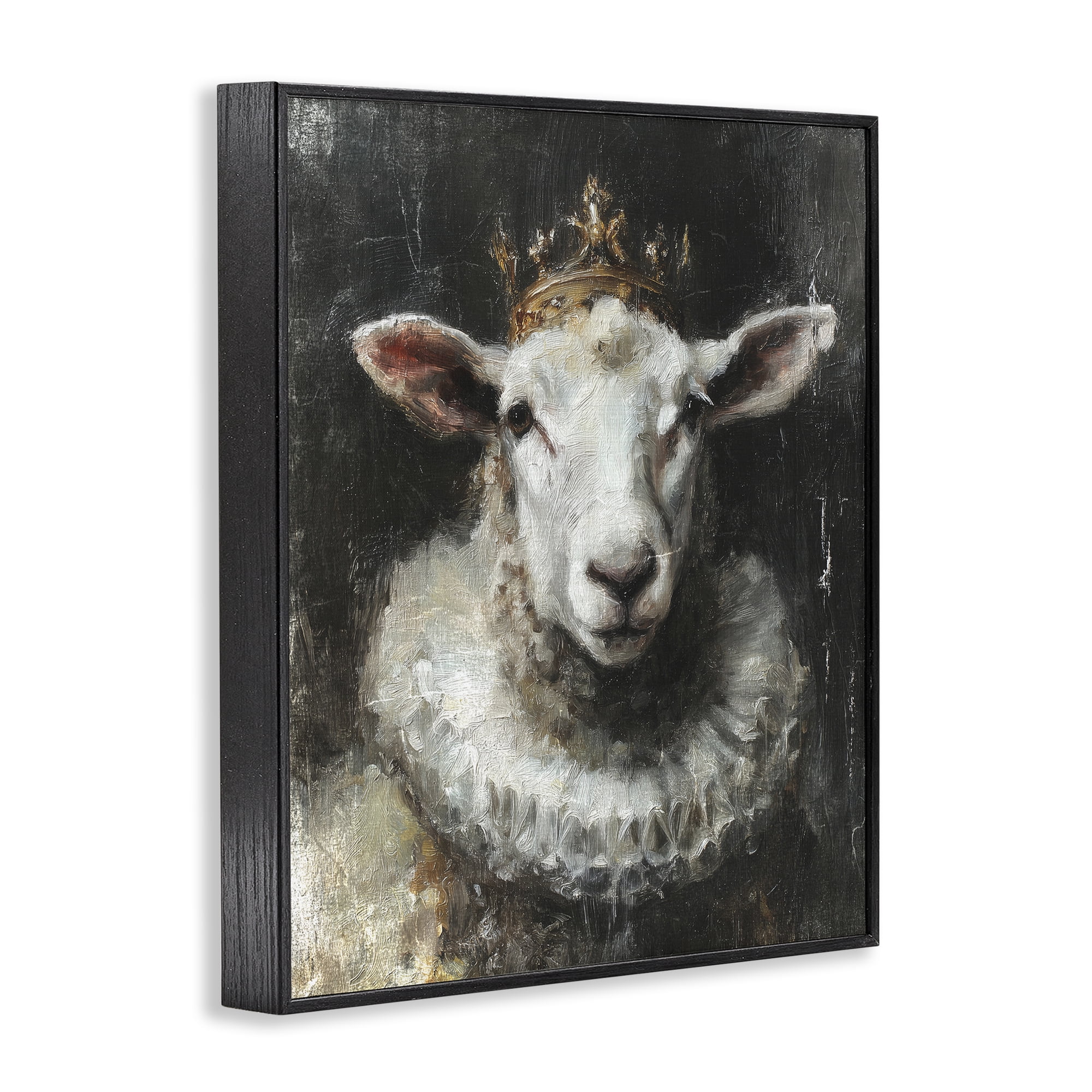 Stupell Industries Crowned Sheep Portrait Black Framed Giclee Art, design by Svetlana Aleynikova