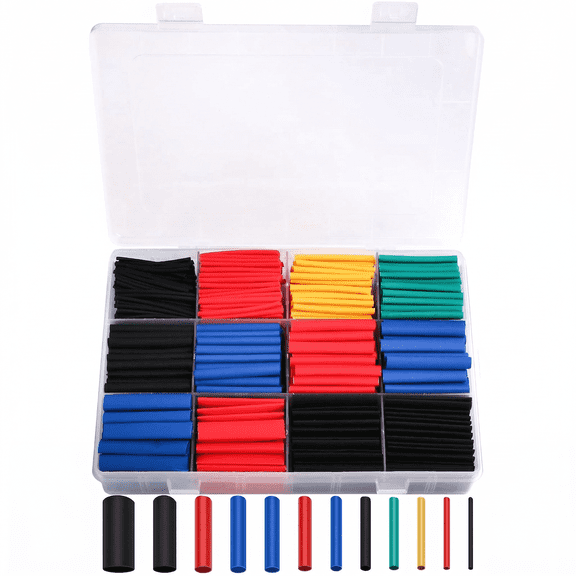 CNDRLEF Heat Shrink Tubing Kit, 800PCS 12 Sizes 2:1 Polyolefin Wire Shrink Wrap Tubes, 45mm Multicolor with Case for Cable Repair
