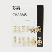 Cousin DIY 12 Piece Gold Metal Symbol Charm Sets, Jewelry Making, 2 Each, Unisex, Adult, 69995805