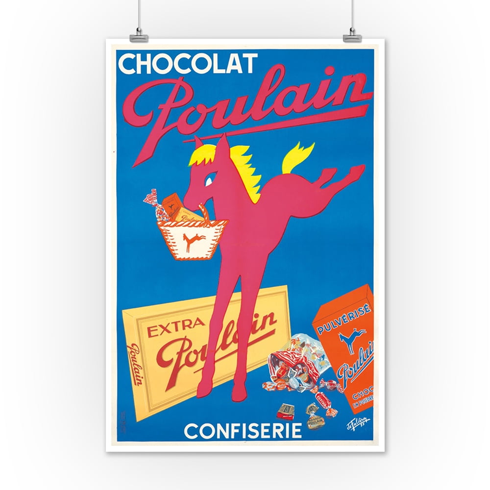 Targa In Metallo Vintage Chocolat Poulain 30,5x20,3 Cm – Decorazione Da Parete Retrò Per Cucina, Bar E Pub