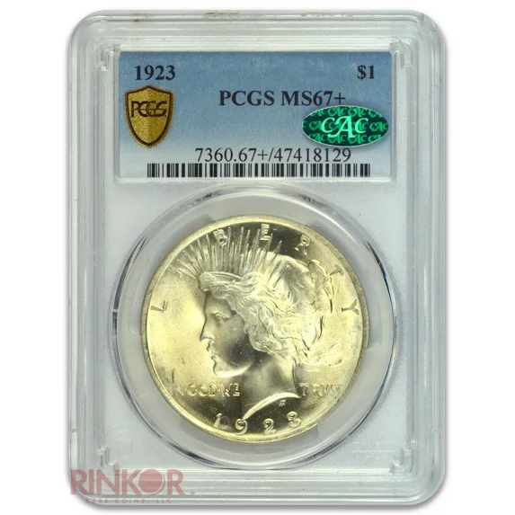 1923 $1 Peace Dollar PCGS MS 67+ CAC