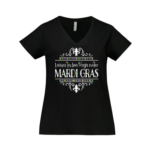 Inktastic Laissez Les Bon Temps Rouler Mardi Gras Women's Plus Size V-Neck T-Shirt