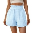 thumbnail image 2 of HOWPAY Women's Shorts Baggy Striped Relaxed Fit High Waisted Elastic Pull on Wide Leg Pants Casual Summer Athletic Sports Sweat Shorts Blue M, 2 of 6