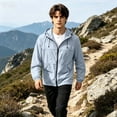 thumbnail image 6 of Sewkxo Mens Rain Jacket Lightweight Raincoat Waterproof with Hood Outdoor Windbreaker Jacket Travel Rain Jackets,Light Blue M, 6 of 7