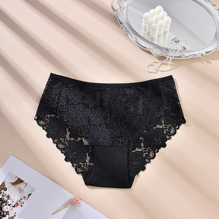 Summer Savings  High Waist Seamless Underwear  Thin Thong  Breathable Lace  Women s Large  Comfort Fit  Seamless Design  Undergarments  Daily Wear  Womens Clothes Plus Size | Black XXXXL  Sopatenor