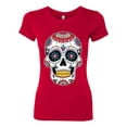 thumbnail image 2 of Wild Bobby Day Of The Dead Sugar Skull Pop Culture Women Slim Fit Junior Tee, Red, X-Large, 2 of 5